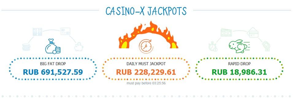 Jackpottar på den officiella webbplatsen för casino X